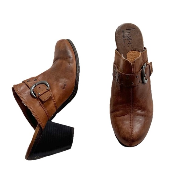 Born Leather Slip On Clogs Heels Mules Women’s Size 8/39 Solid Brown Casual - Picture 1 of 8
